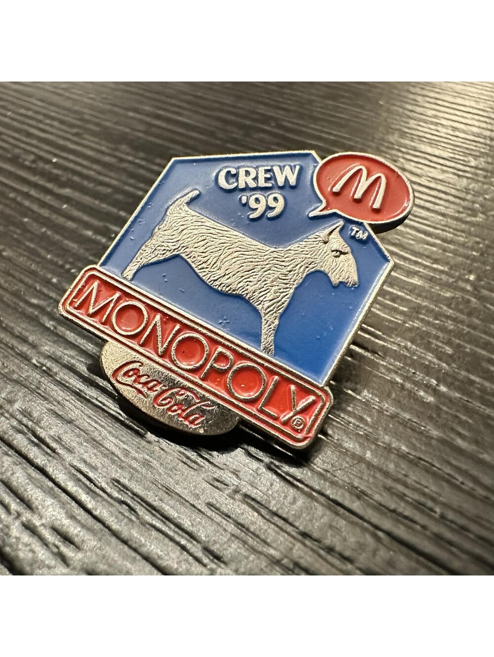1999 McDonald’s Crew Monopoly Dog Pin Coca-Cola Vintage Employee Badge